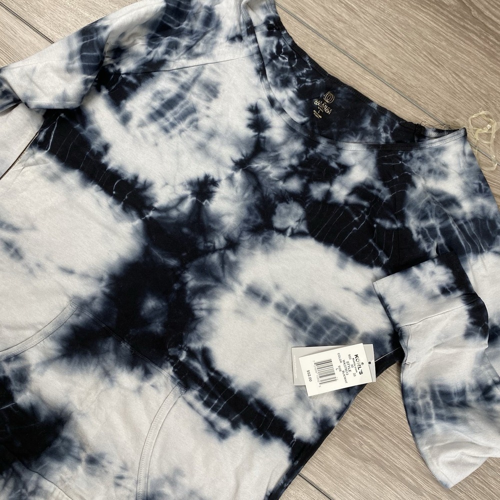 Balance‎ Collection Women's Pullover Tie Dye Long Sleeve Sweater Grey Large New